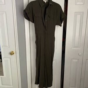 H&M Green Straight Leg Jumpsuit with V-Neck